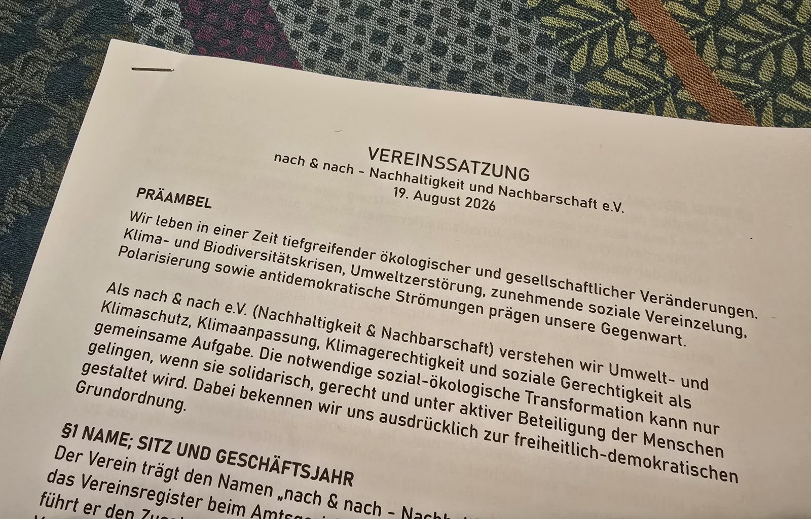 Gründungsversammlung des Vereins
